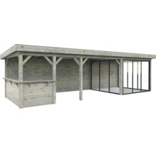 Holz Pavillon mit Bar und Glasschiebetüren für den Garten
