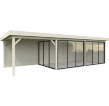 Holz Gartenhaus mit Glasschiebetüren