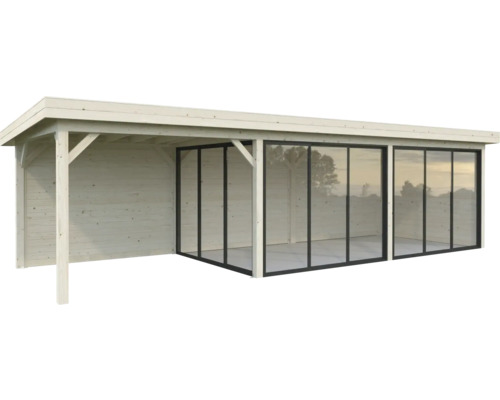 Holz Gartenhaus mit Glasschiebetüren
