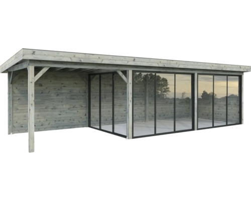 Holzgartenhaus mit Glasfront