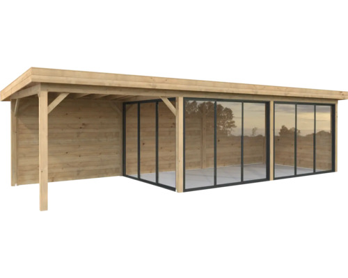 Holz Pavillon mit Glasfront