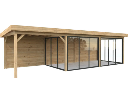 Holzgartenhaus mit Glasfront