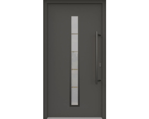 ARON HaustürARON 3171 Aluminium-Kunststoff-Verbund RAL 7016 anthrazitgrau 1000x2000 mm einseitig flügelüberdeckend DIN Rechts inkl.Stoßgriffset,Innendrücker in Schwarz,Profilzylinder mit 3 Schlüsseln