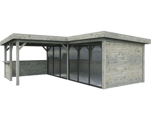 Holz Pavillon mit Glaswänden