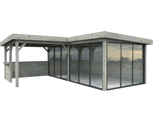 Holzpavillon mit Glasfront für den Garten