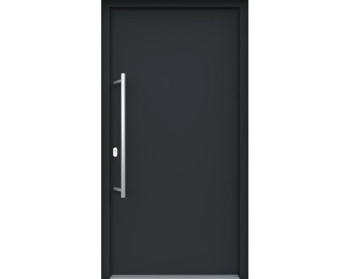 ARON HaustürBasic 3101 Aluminium-Kunststoff-Verbund RAL 7016 anthrazitgrau 1000x2100 mm beidseitig flügelüberdeckend DIN Links inkl.Stoßgriffset,Innendrücker in Edelstahl,Profilzylinder mit 3 Schlüsseln Eingangstür mit Griff
