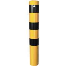 Stahlrohrpoller Ø 152 x 3,2 mm ortsfest, zum Einbetonieren gelb / schwarz mit Dreikantverschluss oder Profilzylinderschloss