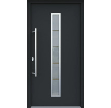 Moderne Haustür mit Glaseinsatz und Edelstahlgriff