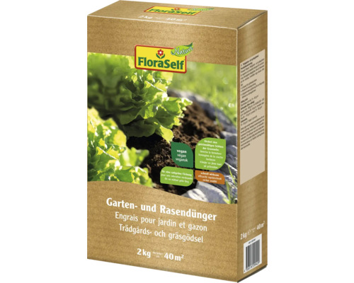 Gartendünger, Rasendünger & Bodenaktivator FloraSelf Nature vegan 2 kg für 40 m²