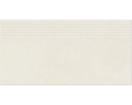 Feinsteinzeug Treppenstufe Mirava Manhatten Ivory 29,8x59,8 cm beige matt rektifiziert Keramikfliese mit Reliefstruktur