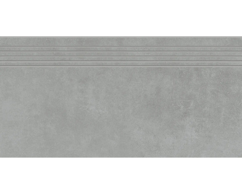 Feinsteinzeug Stufenfliese Mirava Manhatten Anthrazit 29,8x59,8 cm matt rektifiziert Graue Trittstufe aus Feinsteinzeug mit Rillen