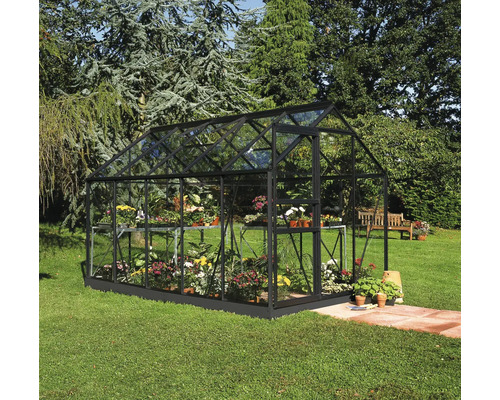 Gewächshaus mit Pflanzen im Garten