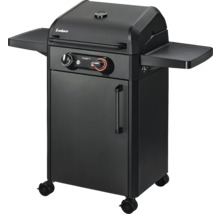 Schwarzer Gasgrill mit zwei Ablageflächen und Rollen von Enders