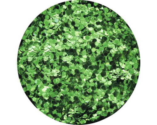 Grüner Glitzer in hexagonaler Form