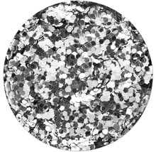 Nahaufnahme von silberfarbenem Glitzer