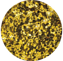 Goldfarbenes Glitzergranulat in Nahaufnahme