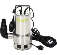 Tauchpumpe aus Stahl mit Kabel und schwarzem Abflussrohr