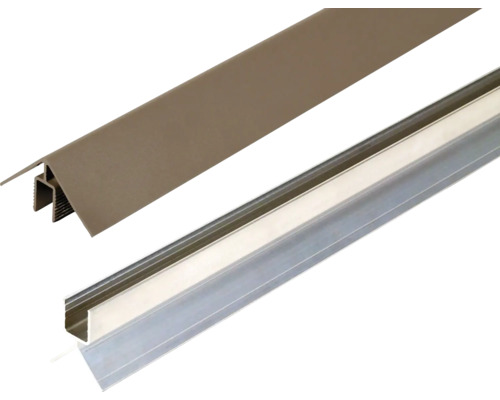 Konsta Eckwinkelset für Fassadenprofil Nativo 2-teilig dunkelbraun 2200 x 50 x 50 mm Bilder von zwei Profilleisten für Bodenbeläge