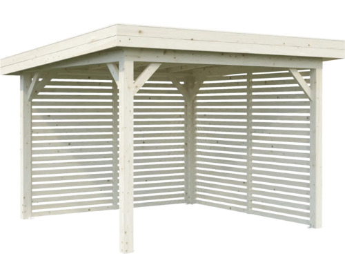 Holzcarport mit Lamellenwänden