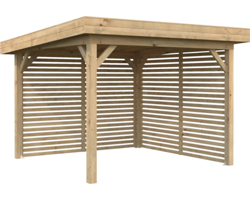 Holz Pavillon mit horizontalen Lamellenwänden für den Garten