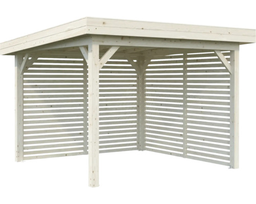 Holzpavillon mit Lamellenwänden für den Garten