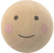 Holzkugel mit aufgemaltem Gesicht