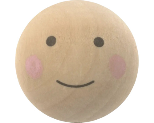 Holzkugel mit aufgemaltem Gesicht