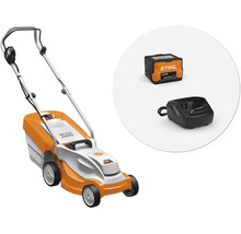 Akkurasenmäher mit Akku und Ladegerät