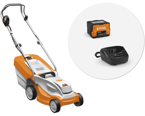 Akkurasenmäher mit Akku und Ladegerät