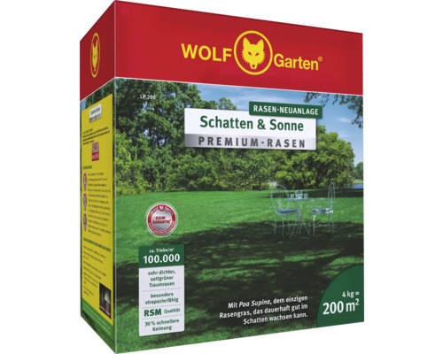 Wolf Garten Rasensamen Schatten und Sonne, 4 Kilogramm Packung
