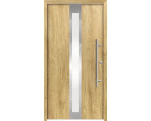 Haustür mit Glaseinsatz und Griffstange