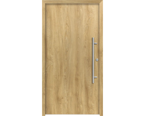 Holztür mit Metallgriff
