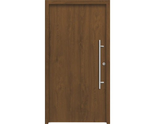 Holztür mit Metallgriff für den Hauseingang