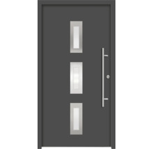 Haustür mit drei Lichtausschnitten und Edelstahlgriff
