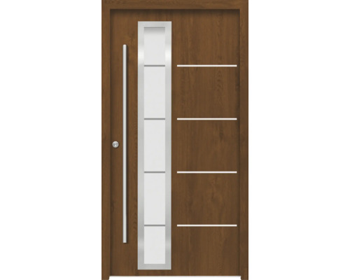 Haustür mit Glaseinsatz und horizontalen Akzenten