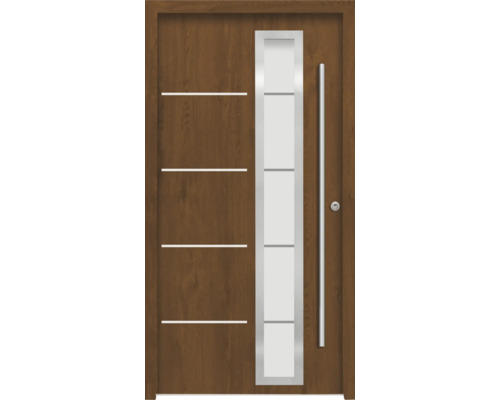 Holztür mit Glaseinsatz und Griff