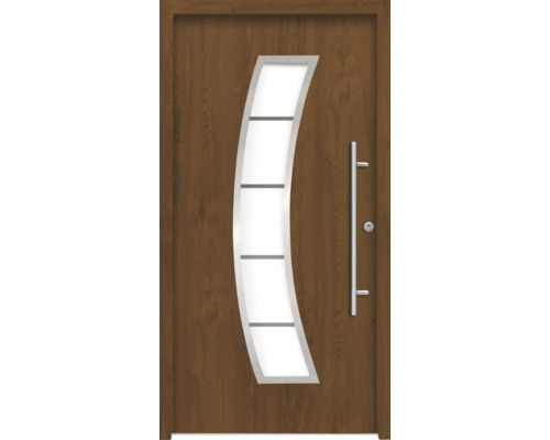 Haustür mit Glaseinsatz und Edelstahlgriff