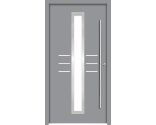Moderne Haustür mit Lichtausschnitt und Edelstahlgriff