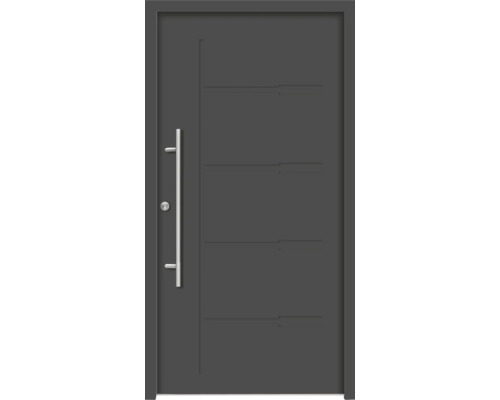 Graue Haustür mit Griff
