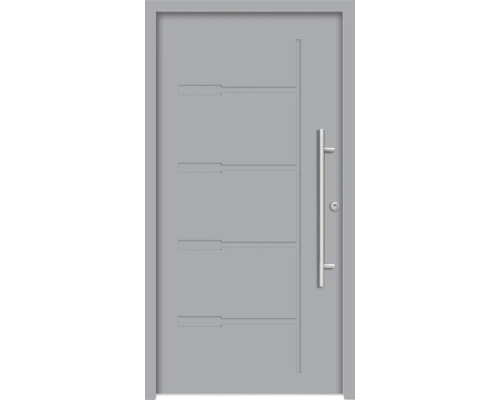 Moderne Haustür mit horizontalen Linien und Griff