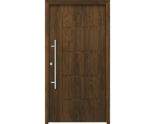 Holztür mit Metallgriff
