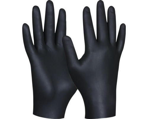 Einweghandschuh Gebol Black Nitril Eco, Größe M, 100 Stk., schwarz Zwei schwarze Einweghandschuhe