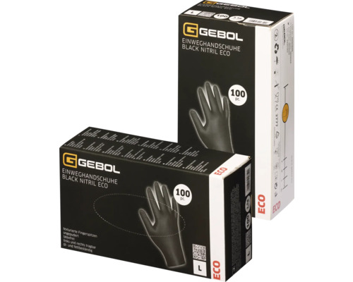 Zwei Packungen Gebol Einweghandschuhe Black Nitril Eco, 100 Stück