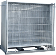 Stapelpalette mit Gitterzaunelementen aus Metall