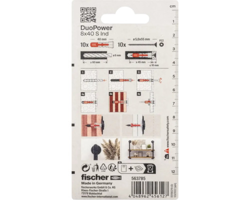 Verpackung Fischer Dübel DuoPower 8 x 40 S Ind