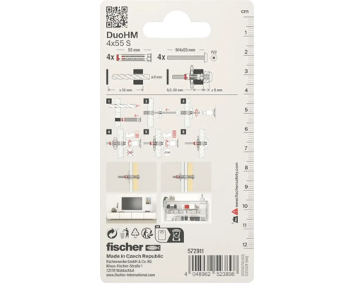 Fischer Dübel DuoHM 4x55 S, Montageanleitung