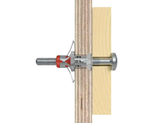 Hohlraumdübel mit Schraube in Holzplatten