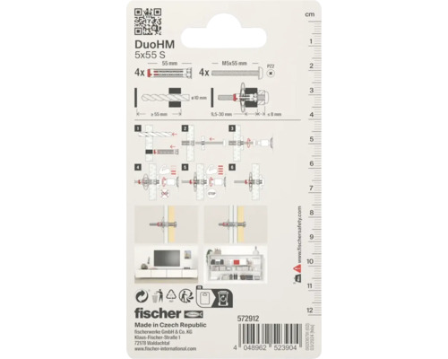 fischer DuoHM Dübel-Verpackung mit Montageanleitung