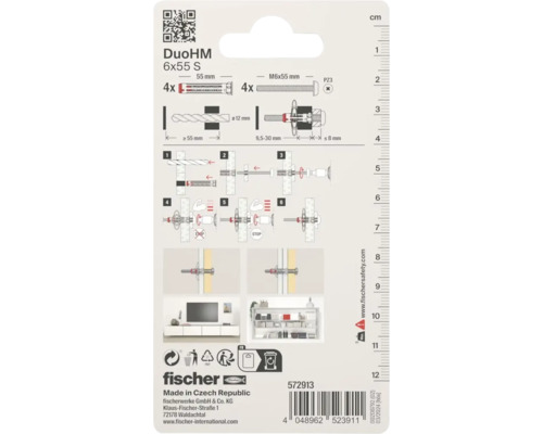 fischer DuoHM Dübel 6x55 S, Montageanleitung