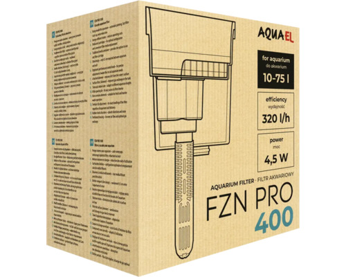 Verpackung des Aquael FZN PRO 400 Aquariumfilters
